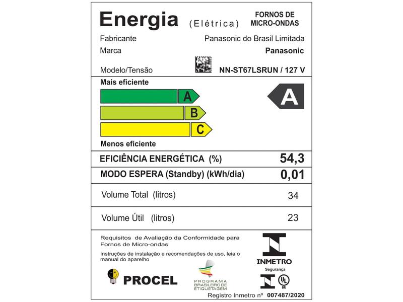 Microondas Panasonic Tecnologia Antibactéria AG 34L Inox